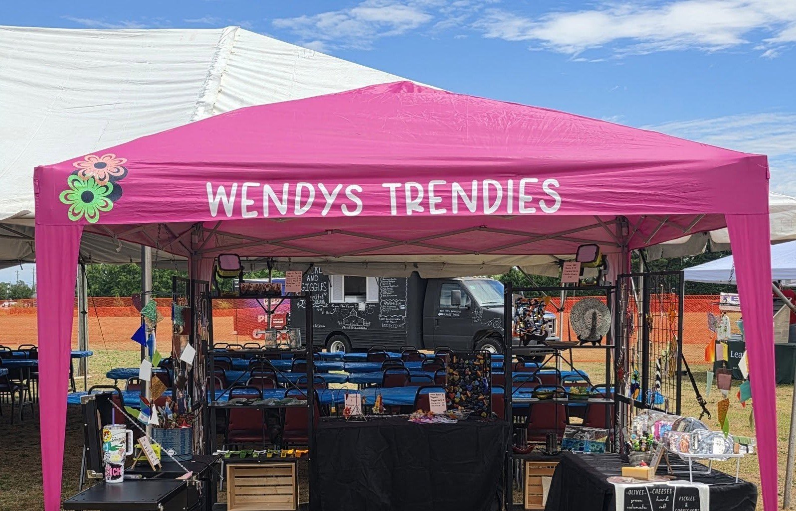 Wendy's Trendies booth at a local outdoor market