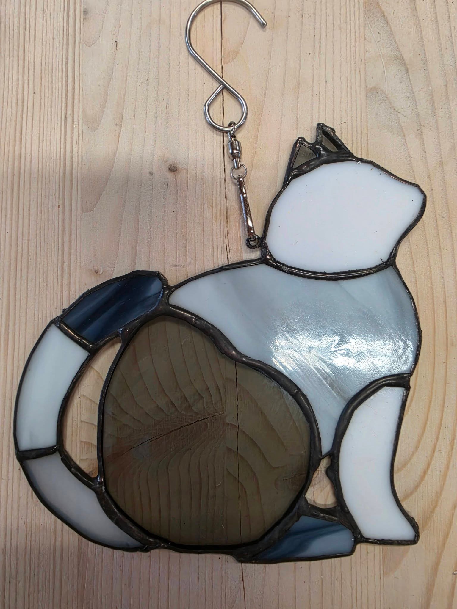 Stained glass cat suncatcher