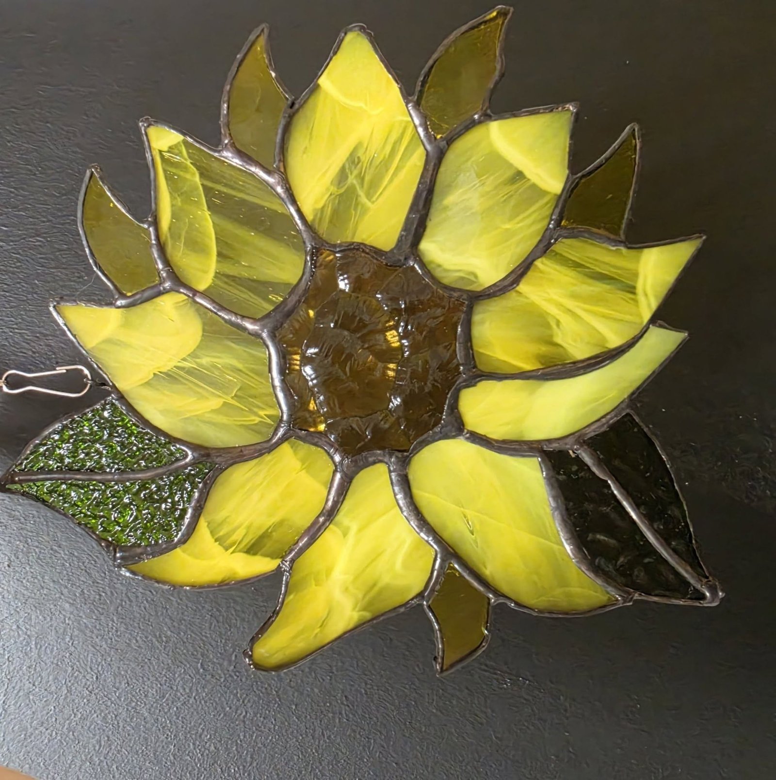 Handmade stained glass sunflower suncatcher